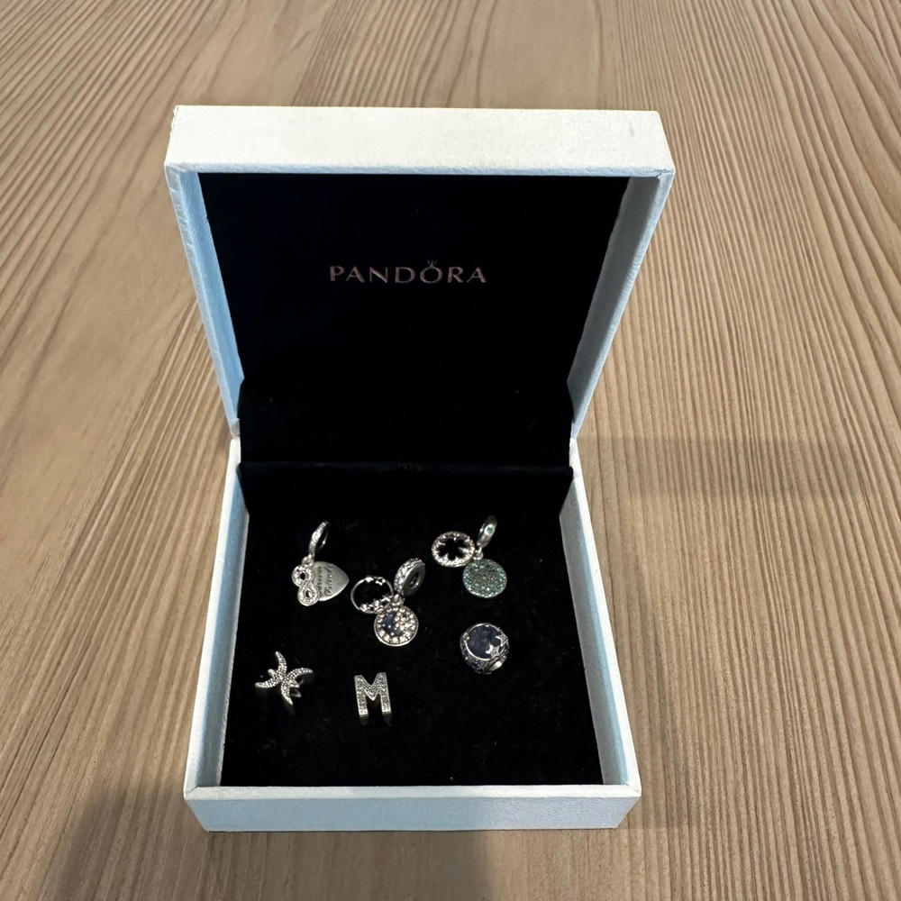Pandora Silver and Blue Charm Bracelet Set